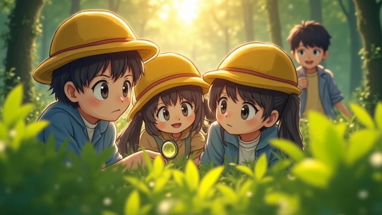 自然の中であらゆる発見を楽しむ子供たち